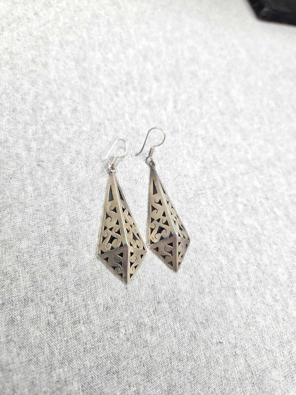 Taxco Mexico Sterling Silver 925 Filigree 3D Scroll Dangle Womens Earrings